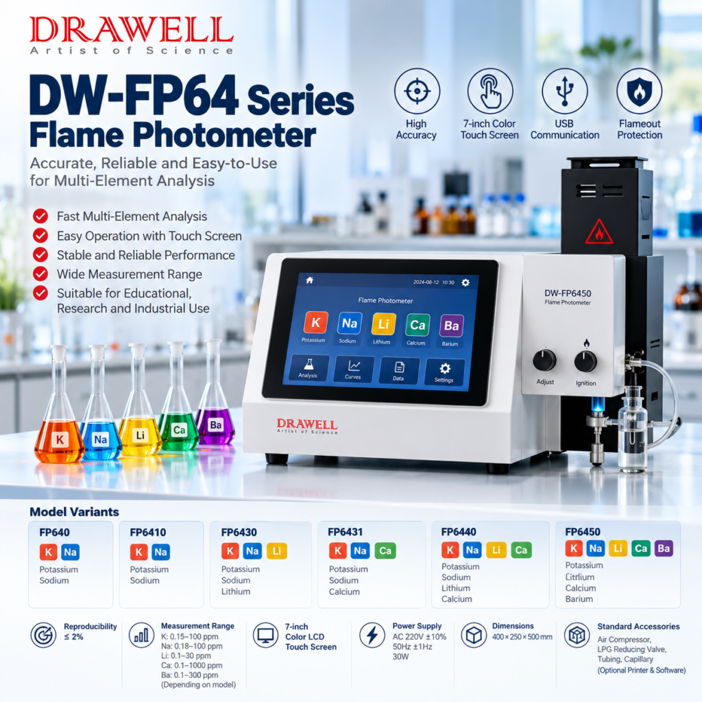 Drawell DW-FP64 Flame Photometer Laboratory