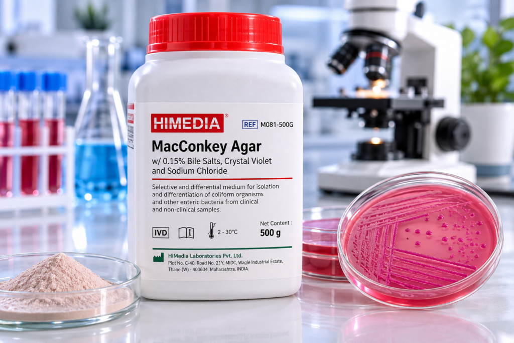 MacConkey Agar HiMedia M081 500 g untuk mikrobiologi